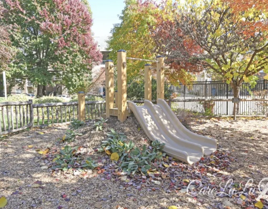 Outdoor playground with slides